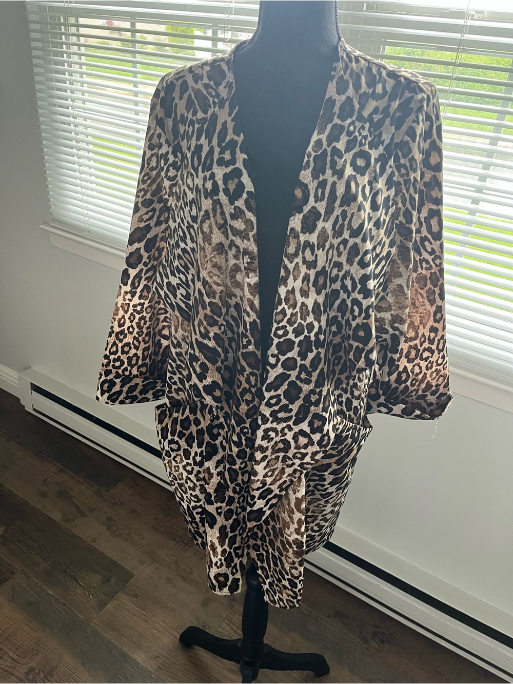Leopard Print Open Front Kimono - Brown and Black